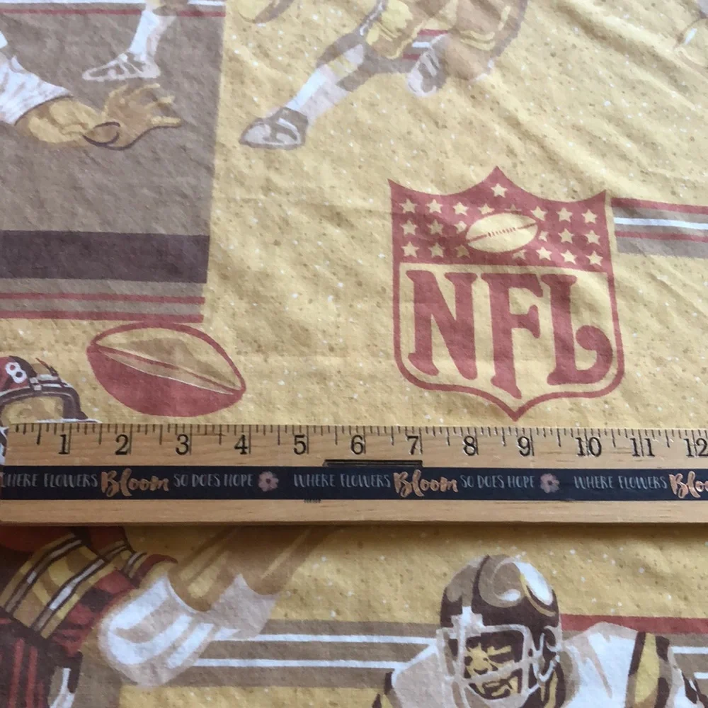 NFL Football VTG Brown Flat Sheet Vintage Football Bedding NFL 1980s NFL